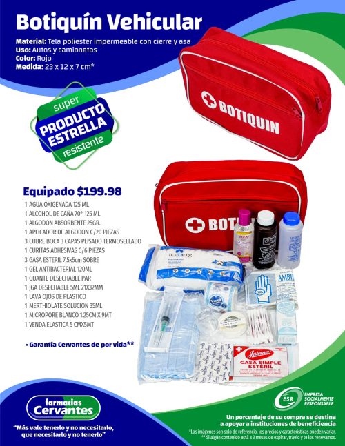 Vehicular Botiquín Emergencias Médicas Primeros Auxilios